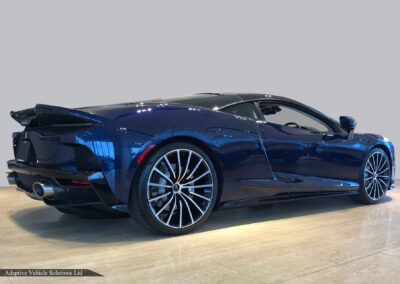Namaka blue McLaren GT Coupe off side rear view