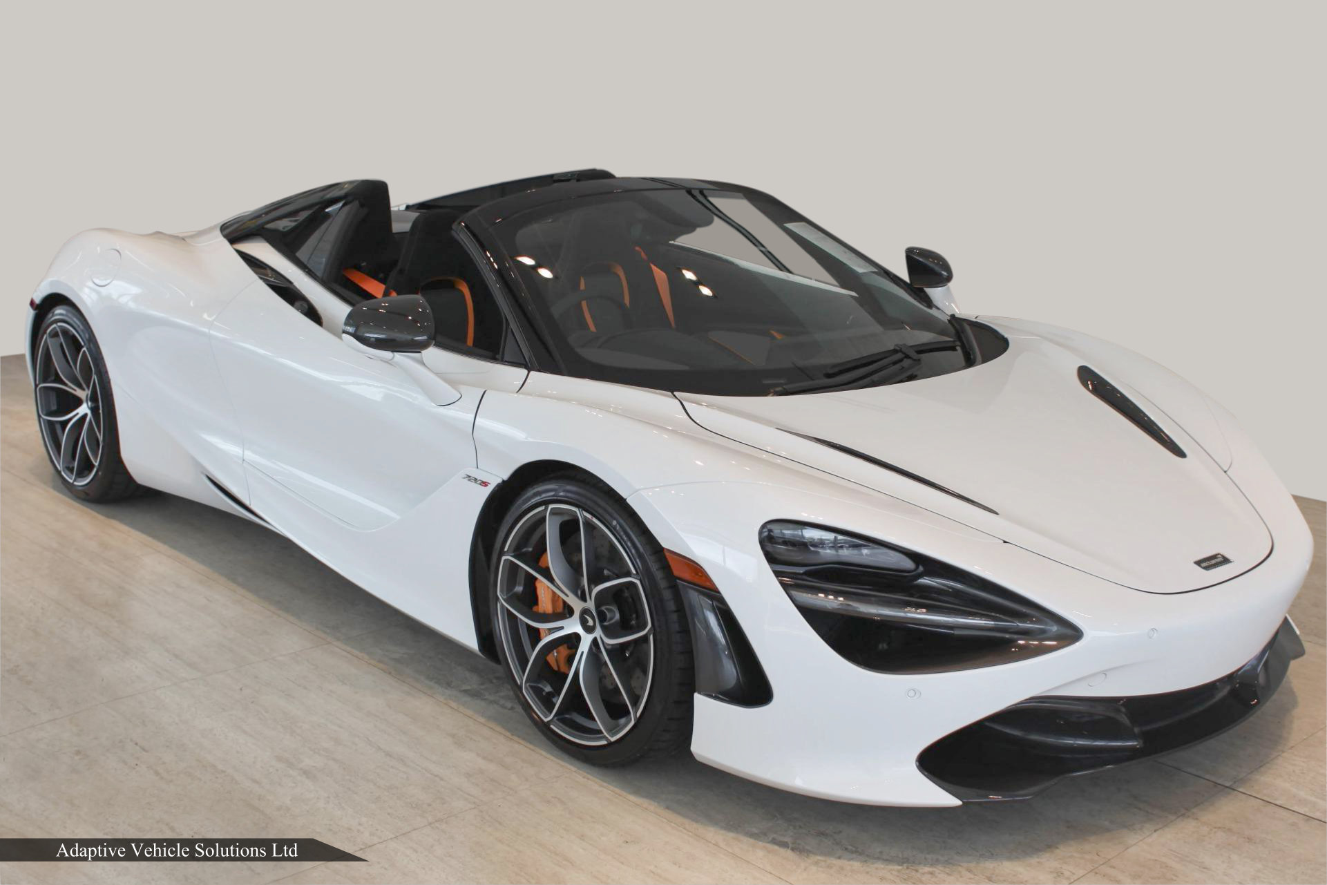 2021 McLaren 720s Spider Pearl White off side front view