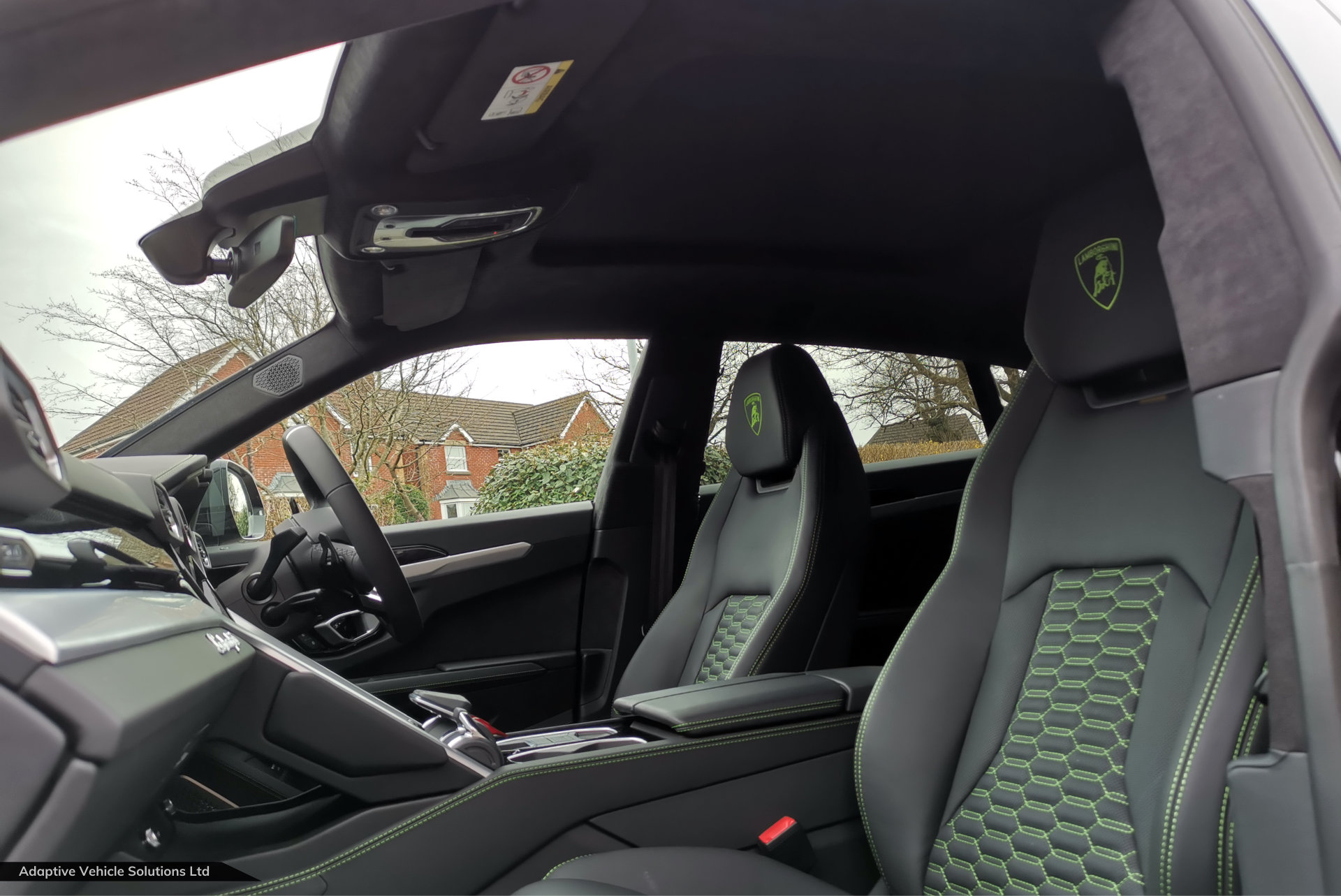 Lamborghini urus passenger seating view panoramic sunroof