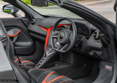 2019 mclaren 720s performance spider storm grey drivers side interior view