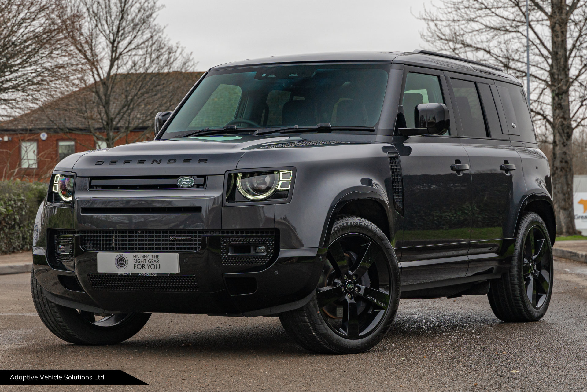 2022 Carpathian Grey Land Rover Defender D300 X-Dynamic HSE near side front view