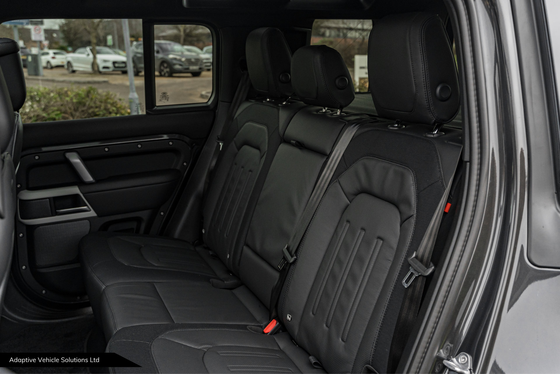 2022 Carpathian Grey Land Rover Defender D300 X-Dynamic HSE rear passenger seats