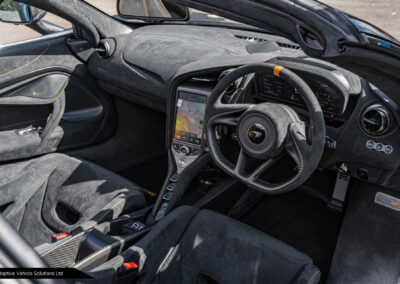2022 McLaren 765LT Spider Sarthe Grey drivers side interior view
