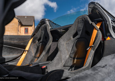2022 McLaren 765LT Spider Sarthe Grey passenger side interior view