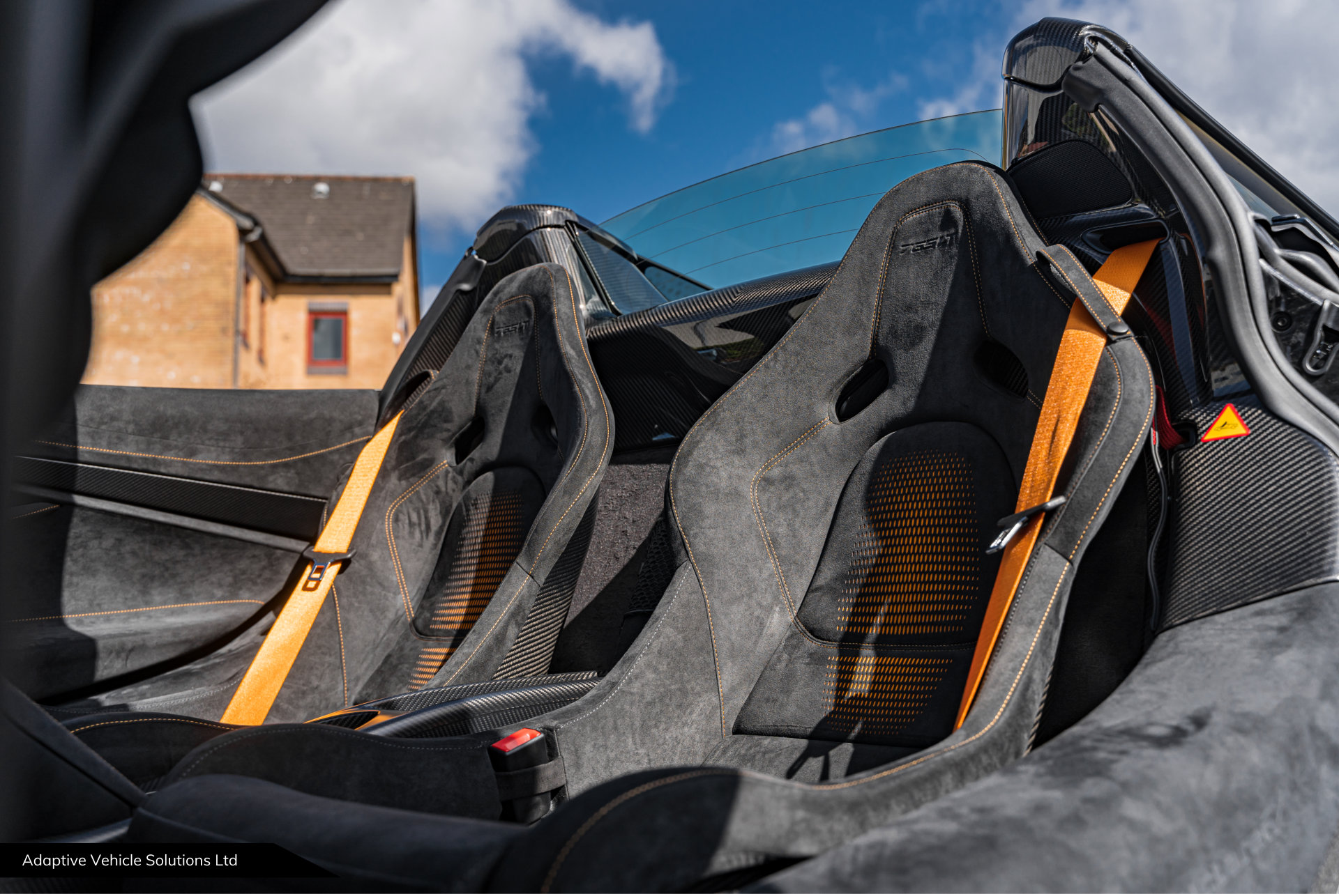2022 McLaren 765LT Spider Sarthe Grey passenger side interior view