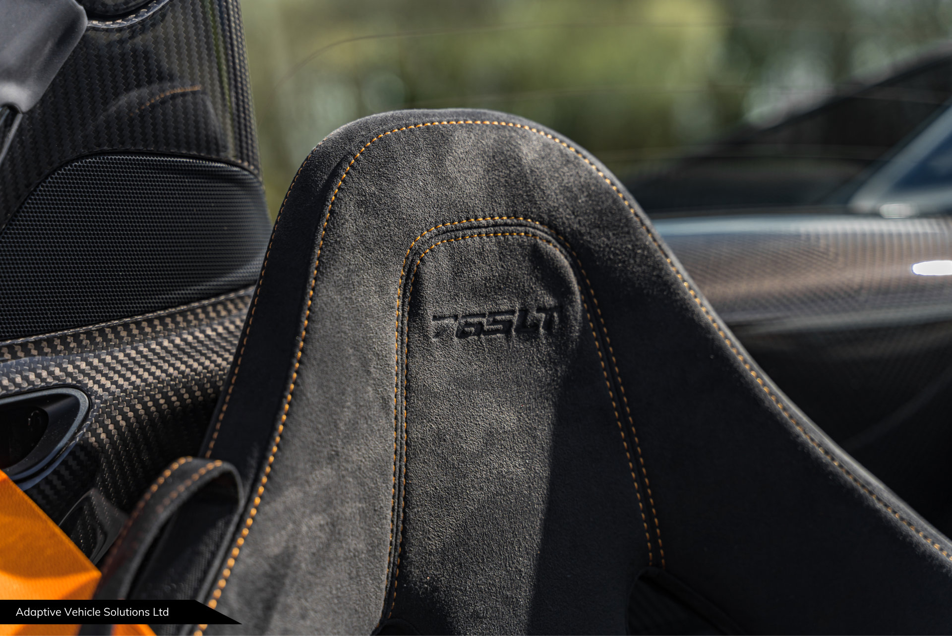 2022 McLaren 765LT Spider Sarthe Grey embossed headrest detailing