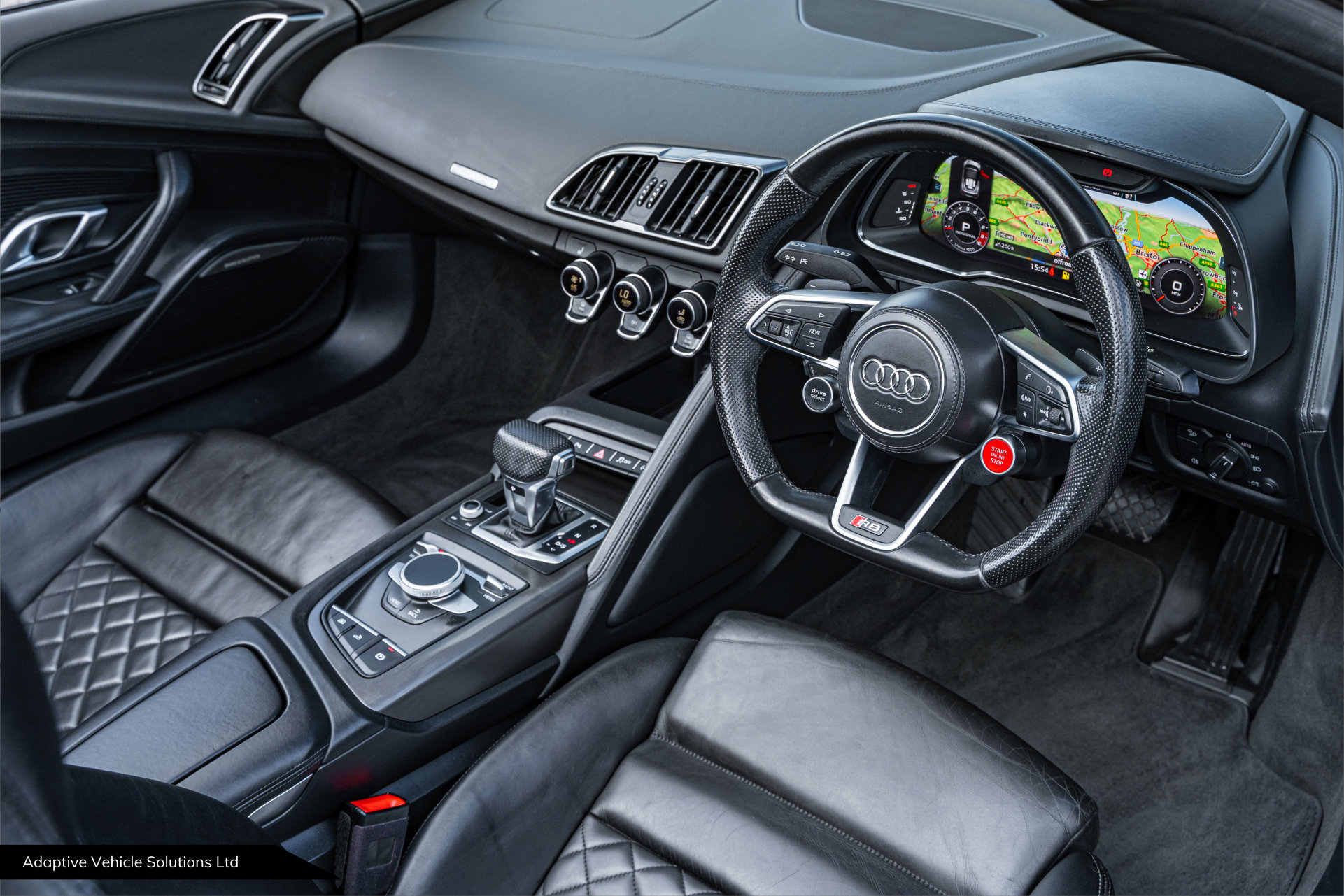 2017 Audi R8 Spyder V10 Black drivers side interior view