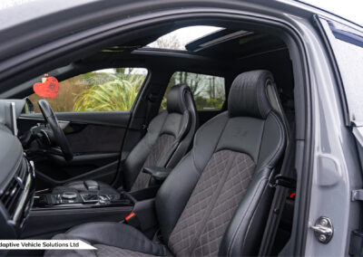 2019 Audi RS4 Avant Sport Edition Nardo Grey passenger seating with panoramic sunroof