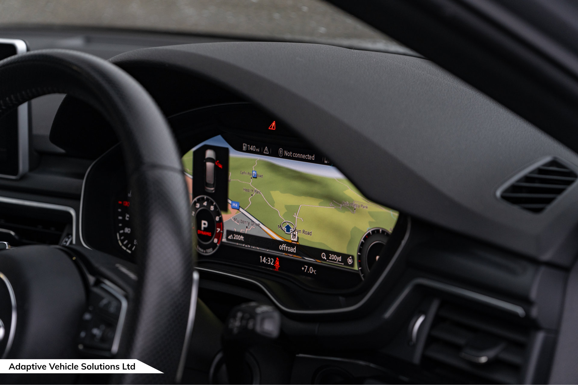 2019 Audi RS4 Avant Sport Edition Nardo Grey map display on driver cockpit view