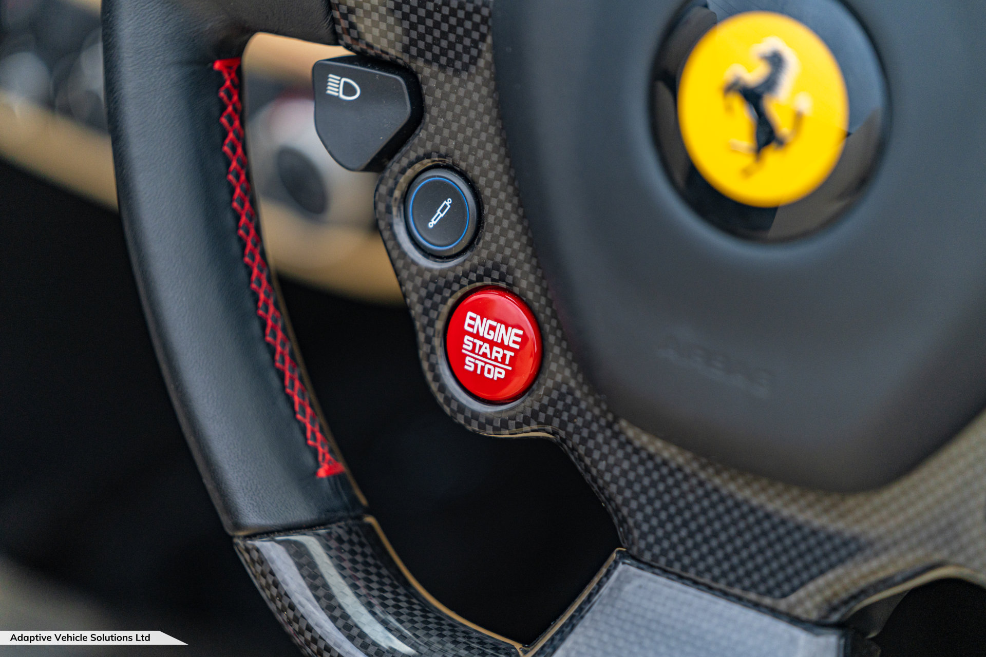2019 Ferrari 488 Spider GTS Rosso Crema start button