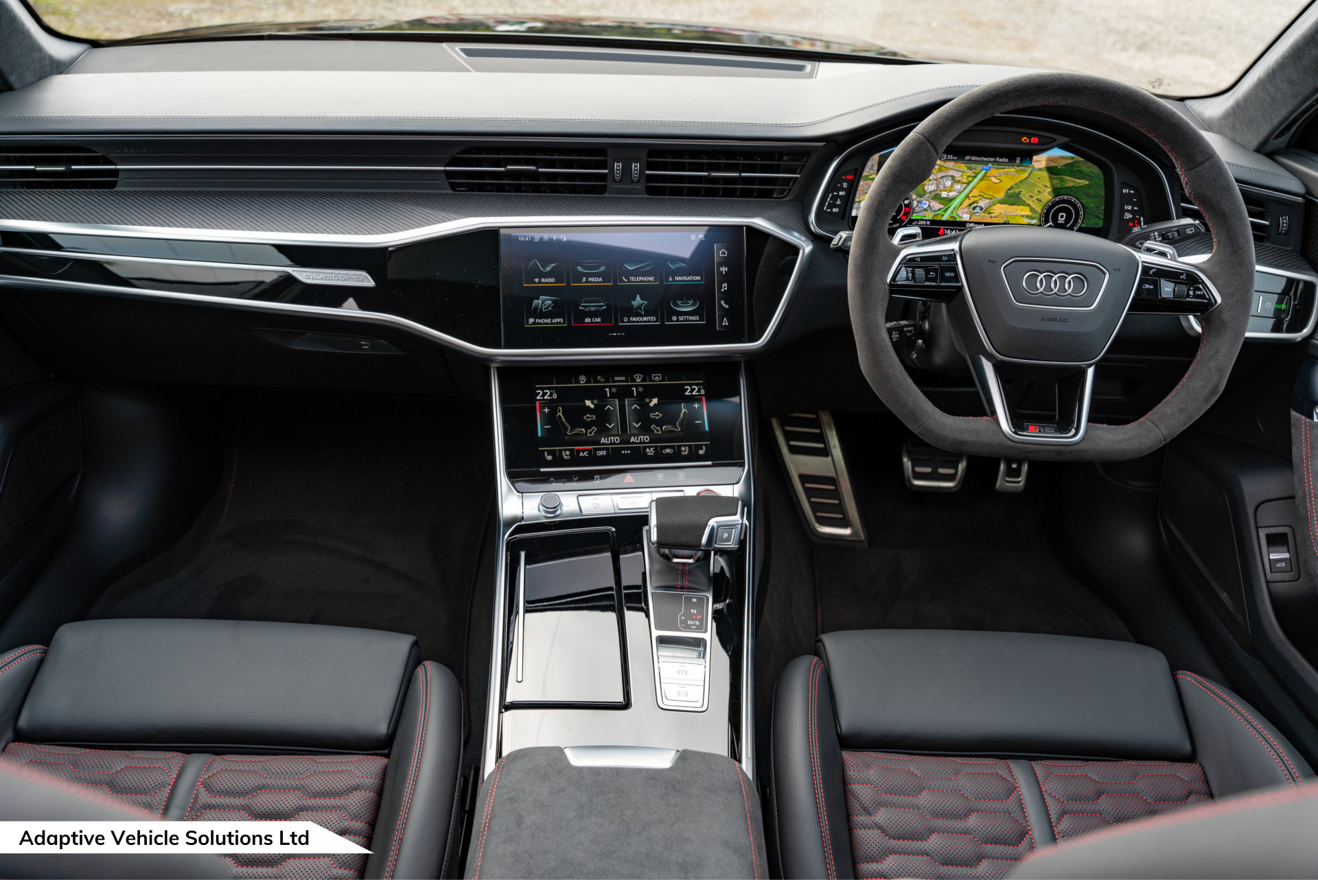 2023 73 Audi RS6 Performance Carbon Vorsprung Daytona Grey front interior view