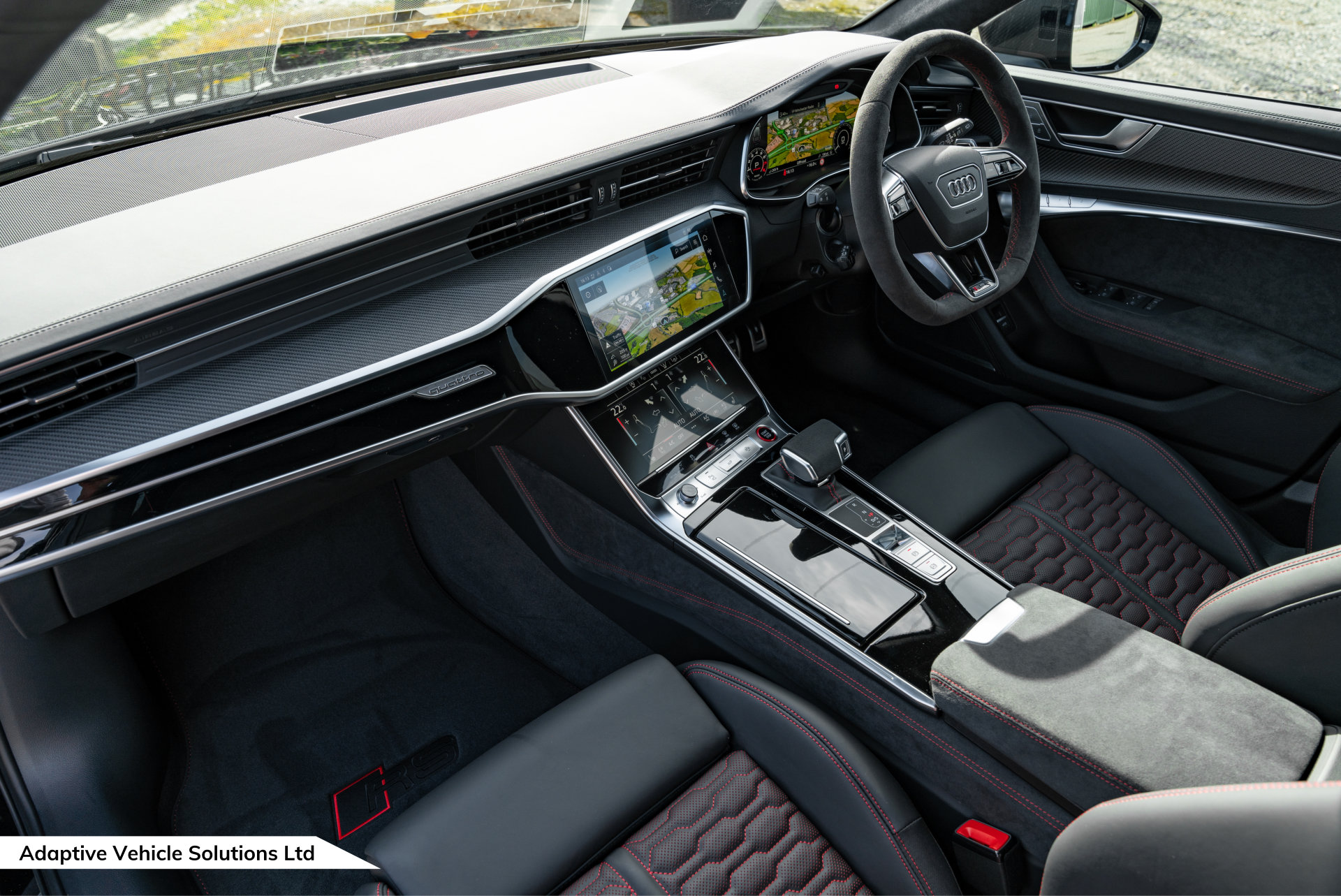 2023 73 Audi RS6 Performance Carbon Vorsprung Daytona Grey passenger interior high
