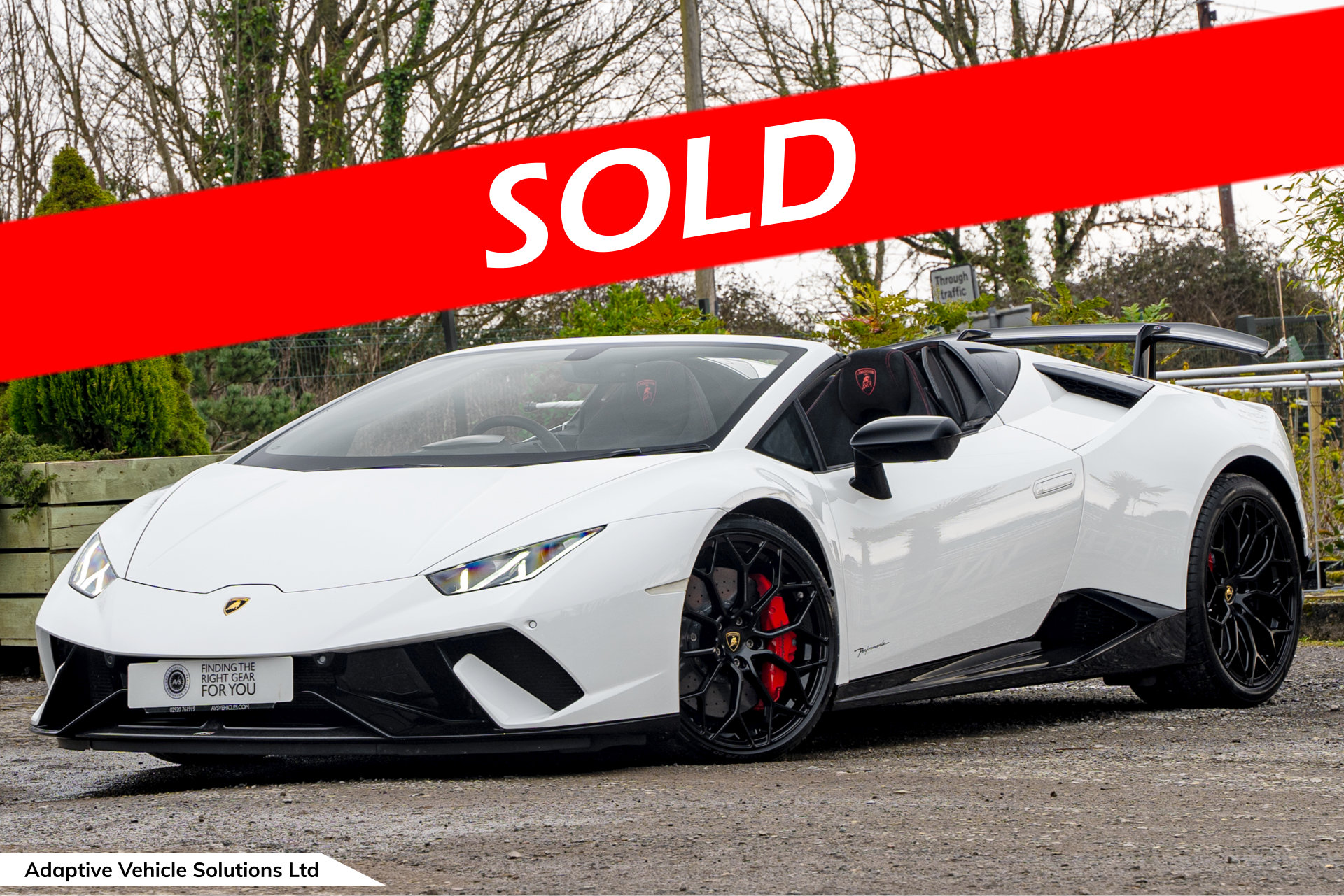 2019 Lamborghini Huracan LP640 Performante Spyder Bianco Monocerus near side front sold