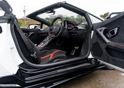 2019 Lamborghini Huracan LP640 Performante Spyder Bianco Monocerus wide angle interior view