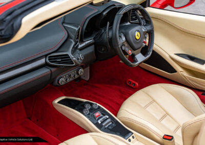 2014 Ferrari 458 Spider Rosso Corsa Crema passenger side view