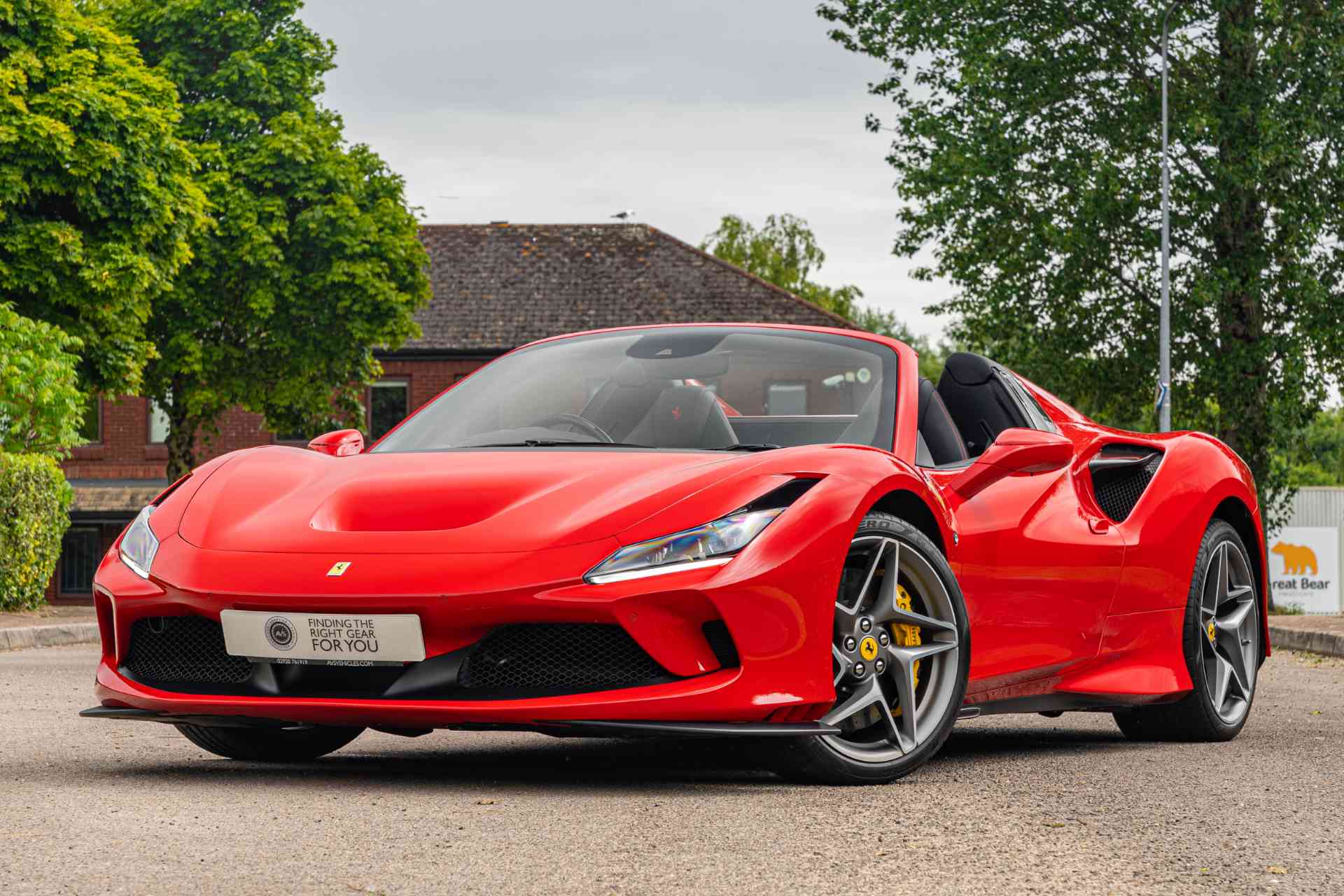 Ferrari F8 Spider Sourced Ferrari F8 Spider in Rosso Corsa with nero daytona leather near side front quarter view