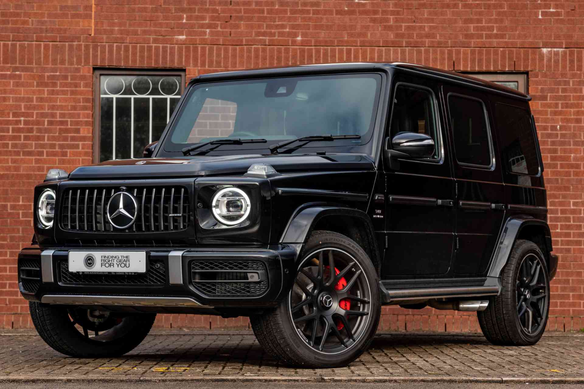 Mercedes Benz G63 AMG Night Edition Sourced Near side front quarter view of Mercedes Benz G63 AMG in Obsidian Black